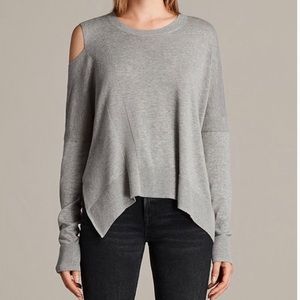 ALL SAINTS CECILY CREW NECK SHOULDER CUTOUT SWEATER